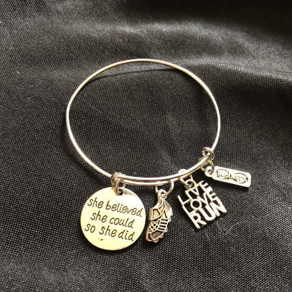 Silver Running Bangle Bracelet - Picture 2 of 4